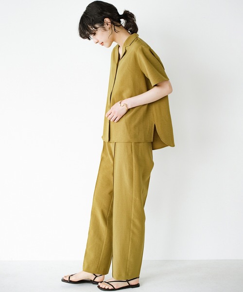 haco!（ハコ）の「雨にも負けず賢くきれいにお手軽に！楽ちんなのにきちんと見えする　お仕事にも便利な撥水加工の開衿シャツ（シャツ/ブラウス・レディース・マスタード/ダークネイビー・SMALL/MEDIUM/LARGE/X-LARGE）」の18枚目の写真