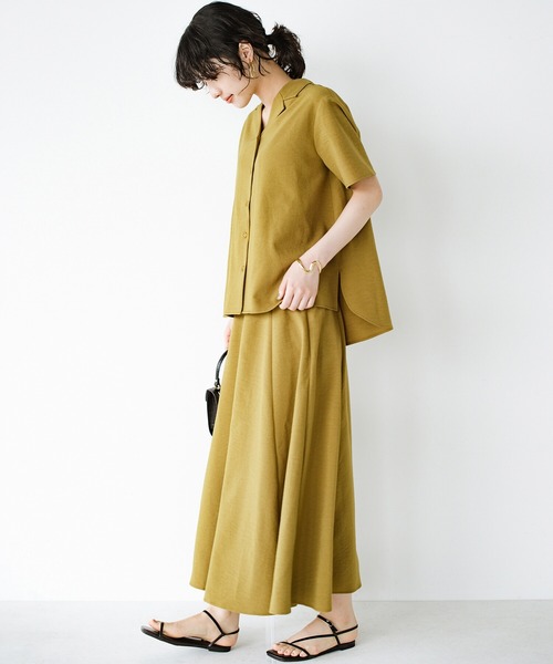 haco!（ハコ）の「雨にも負けず賢くきれいにお手軽に！楽ちんなのにきちんと見えする　お仕事にも便利な撥水加工の開衿シャツ（シャツ/ブラウス・レディース・マスタード/ダークネイビー・SMALL/MEDIUM/LARGE/X-LARGE）」の21枚目の写真