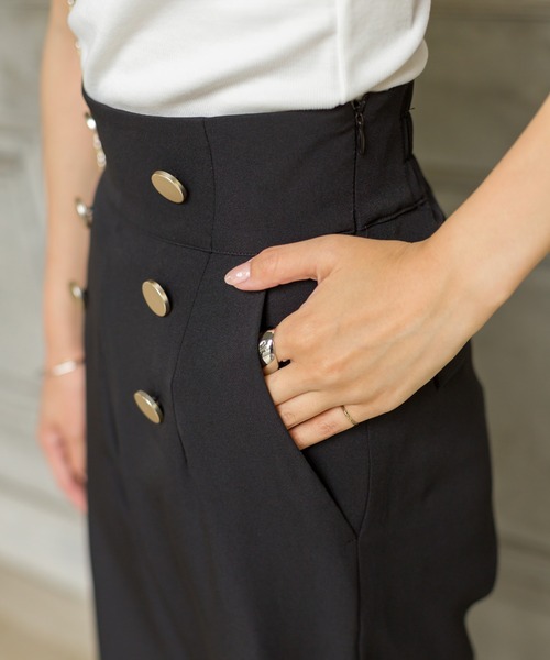 最終値下げ【美品】plantation メランジクロス　ワイドパンツ サイドラインワイドパンツ | outlet | axes femme online shop