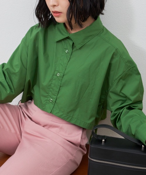 VANNIE U（ヴァニーユー）の「テープショートシャツ（シャツ/ブラウス・レディース・ホワイト/グリーン・FREE）」の4枚目の写真