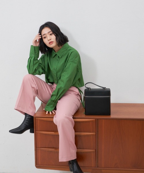 VANNIE U（ヴァニーユー）の「テープショートシャツ（シャツ/ブラウス・レディース・ホワイト/グリーン・FREE）」の6枚目の写真