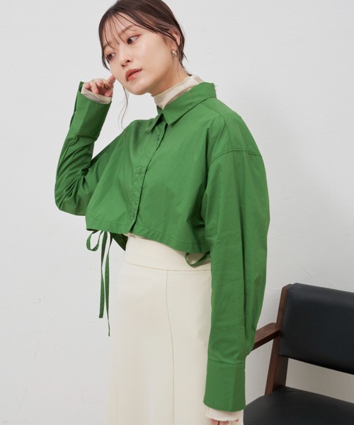 VANNIE U（ヴァニーユー）の「テープショートシャツ（シャツ/ブラウス・レディース・ホワイト/グリーン・FREE）」の8枚目の写真
