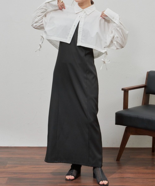 VANNIE U（ヴァニーユー）の「テープショートシャツ（シャツ/ブラウス・レディース・ホワイト/グリーン・FREE）」の3枚目の写真