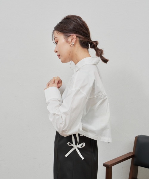 VANNIE U（ヴァニーユー）の「テープショートシャツ（シャツ/ブラウス・レディース・ホワイト/グリーン・FREE）」の22枚目の写真