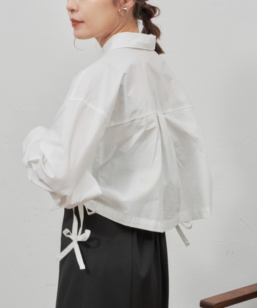 VANNIE U（ヴァニーユー）の「テープショートシャツ（シャツ/ブラウス・レディース・ホワイト/グリーン・FREE）」の20枚目の写真