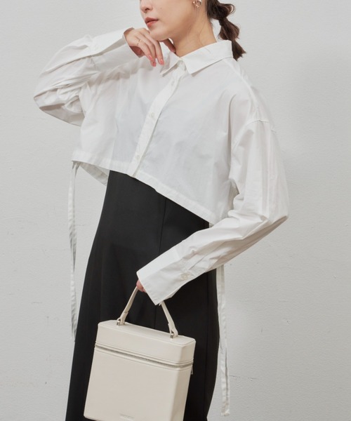 VANNIE U（ヴァニーユー）の「テープショートシャツ（シャツ/ブラウス・レディース・ホワイト/グリーン・FREE）」の12枚目の写真