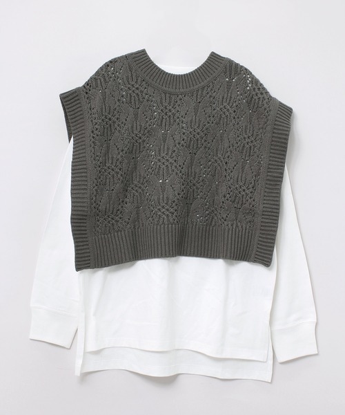 RNA-N(アールエヌエーエヌ)の「K2584 ニットベストレイヤード2WAYプルオーバー(ニット/セーター・レディース・ブラック/マスタード/グレー・MEDIUM)」の3枚目の写真