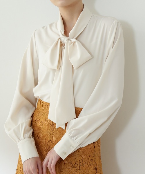 N.（N. Natural Beauty Basic）（エヌエヌナチュラルビューティーベーシック）の「◆トロミリボンボウタイブラウス（シャツ/ブラウス・レディース・オフホワイト/ブラック/ピンク・MEDIUM）」の12枚目の写真