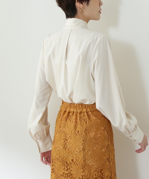 N.（N. Natural Beauty Basic）（エヌエヌナチュラルビューティーベーシック）の「◆トロミリボンボウタイブラウス（シャツ/ブラウス・レディース・オフホワイト/ブラック/ピンク・MEDIUM）」の8枚目の写真