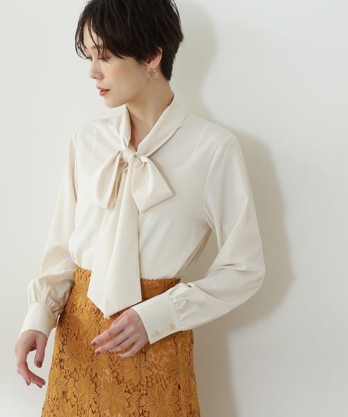 N.（N. Natural Beauty Basic）（エヌエヌナチュラルビューティーベーシック）の「◆トロミリボンボウタイブラウス（シャツ/ブラウス・レディース・オフホワイト/ブラック/ピンク・MEDIUM）」の15枚目の写真