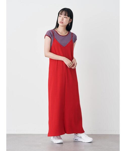 earth music&ecology(アースミュージックアンドエコロジー)の「ワッフルキャミワンピース(ワンピース・レディース・レッド/ブラック/グリーン/キャメル・FREE)」の13枚目の写真