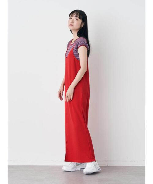 earth music&ecology(アースミュージックアンドエコロジー)の「ワッフルキャミワンピース(ワンピース・レディース・レッド/ブラック/グリーン/キャメル・FREE)」の14枚目の写真