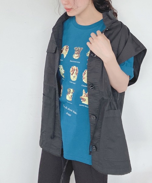 AS KNOW AS plus(アズノゥアズプラス)の「●DOGプリントビッグTシャツ(Tシャツ/カットソー・レディース・オフホワイト/オートミール/ブルー/イエロー・FREE)」の15枚目の写真