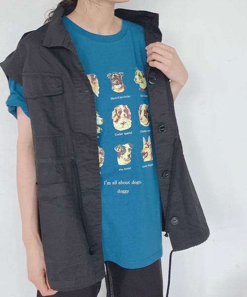 AS KNOW AS plus(アズノゥアズプラス)の「●DOGプリントビッグTシャツ(Tシャツ/カットソー・レディース・オフホワイト/オートミール/ブルー/イエロー・FREE)」の16枚目の写真