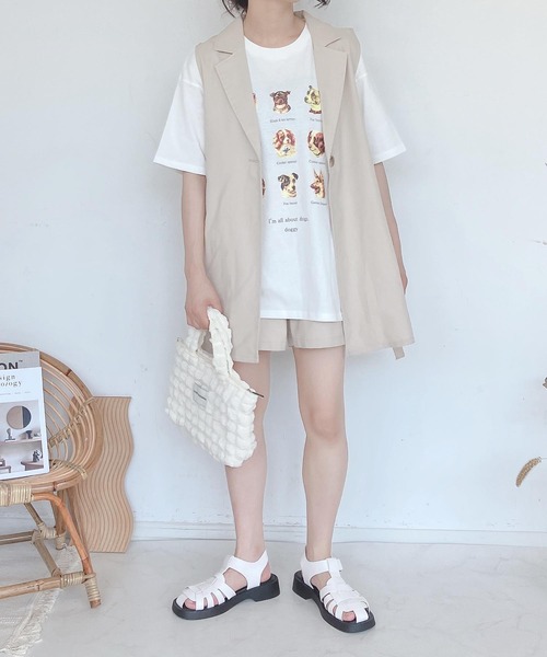 AS KNOW AS plus(アズノゥアズプラス)の「●DOGプリントビッグTシャツ(Tシャツ/カットソー・レディース・オフホワイト/オートミール/ブルー/イエロー・FREE)」の20枚目の写真