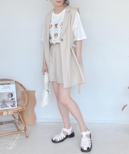 AS KNOW AS plus(アズノゥアズプラス)の「●DOGプリントビッグTシャツ(Tシャツ/カットソー・レディース・オフホワイト/オートミール/ブルー/イエロー・FREE)」の21枚目の写真