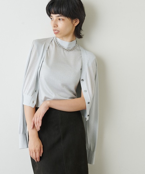 Whim Gazette(ウィムガゼット)の「ラメVネックカーディガン(カーディガン/ボレロ・レディース・ブラック/シルバー・FREE)」の22枚目の写真