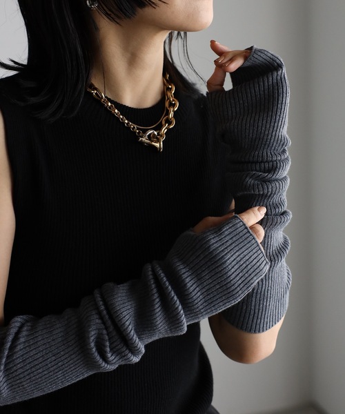 ap retro（アプレトロ）の「リブアームウォーマー/アームカバー（アームカバー・レディース・杢グレー/ホワイト/ブラック/ベージュ/グレイッシュベージュ/ホワイト系その他・FREE）」の4枚目の写真