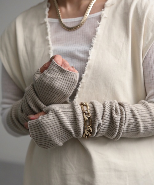 ap retro（アプレトロ）の「リブアームウォーマー/アームカバー（アームカバー・レディース・杢グレー/ホワイト/ブラック/ベージュ/グレイッシュベージュ/ホワイト系その他・FREE）」の22枚目の写真