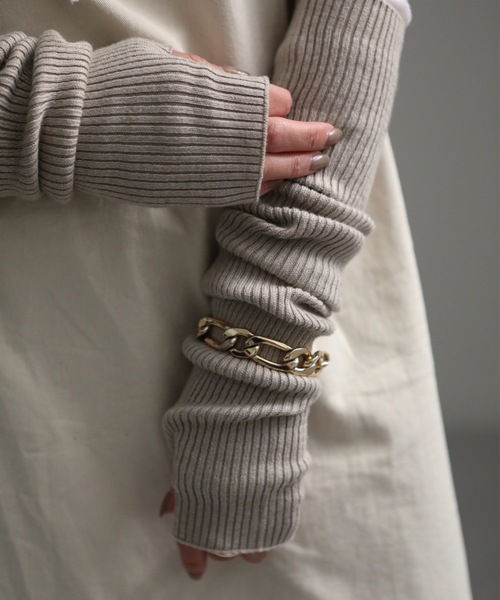 ap retro（アプレトロ）の「リブアームウォーマー/アームカバー（アームカバー・レディース・杢グレー/ホワイト/ブラック/ベージュ/グレイッシュベージュ/ホワイト系その他・FREE）」の21枚目の写真