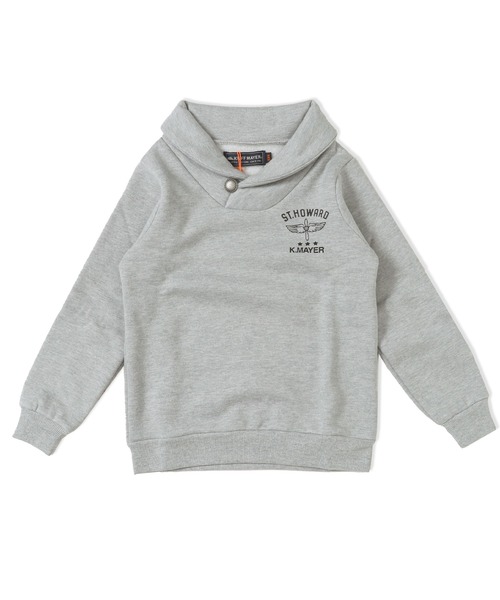 KRIFF MAYER Kid's Collection（クリフメイヤーキッズコレクション）の「裏ボアショール襟クルー（スウェット・キッズ・グレー/チャコール/レッド/ブルーグリーン・120/130/140/160/150/170）」の2枚目の写真