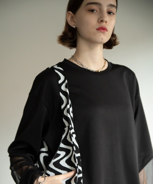 VACANCY(ヴァカンシー)の「ウェーブ柄ニットトートバッグ(トートバッグ・レディース・ブラック/オレンジ・FREE)」の14枚目の写真