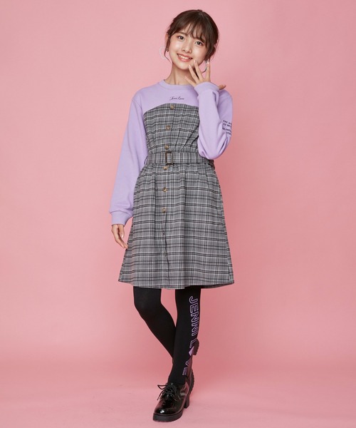 専用✧ジェニィラブ✧新品✧ドッキングチェックワンピ130サックス 専用✧ジェニィラブ✧新品✧ドッキングチェックワンピ130