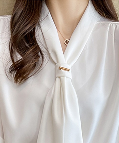 Felt-Maglietta（フェルトマリエッタ）の「リボンタイブラウス（シャツ/ブラウス・レディース・ホワイト/ブラック/ネイビー/レッド/ピンク/ライトグリーン/イエロー/ピンクベージュ/ベージュ・FREE/X-LARGE/LARGE/MEDIUM）」の22枚目の写真