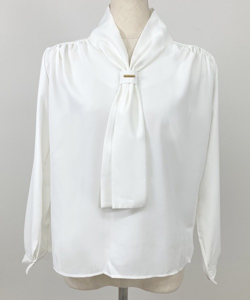 Felt-Maglietta（フェルトマリエッタ）の「リボンタイブラウス（シャツ/ブラウス・レディース・ホワイト/ブラック/ネイビー/レッド/ピンク/ライトグリーン/イエロー/ピンクベージュ/ベージュ・FREE/X-LARGE/LARGE/MEDIUM）」の10枚目の写真