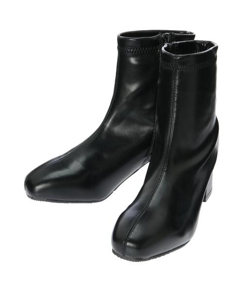 Samansa Mos2 blue（サマンサモスモスブルー）の「太ヒールストレッチショートブーツ（ブーツ・レディース・ブラック/ダークブラウン・MEDIUM/LARGE）」の15枚目の写真