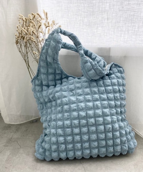 WEGO（ウィゴー）の「WEGO/【一部店限定】ポップコーントートバッグ（トートバッグ・レディース・サックスブルー/ピンク/ブラック/オフホワイト・FREE）」の4枚目の写真