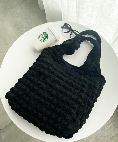 WEGO（ウィゴー）の「WEGO/【一部店限定】ポップコーントートバッグ（トートバッグ・レディース・サックスブルー/ピンク/ブラック/オフホワイト・FREE）」の3枚目の写真