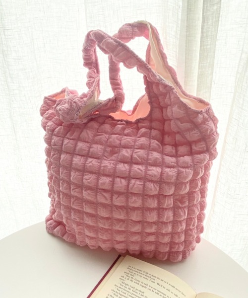 WEGO（ウィゴー）の「WEGO/【一部店限定】ポップコーントートバッグ（トートバッグ・レディース・サックスブルー/ピンク/ブラック/オフホワイト・FREE）」の6枚目の写真