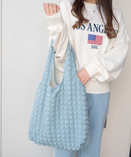 WEGO（ウィゴー）の「WEGO/【一部店限定】ポップコーントートバッグ（トートバッグ・レディース・サックスブルー/ピンク/ブラック/オフホワイト・FREE）」の10枚目の写真