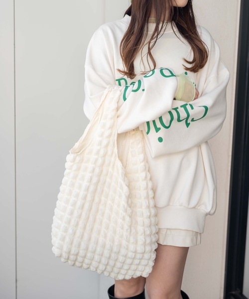 WEGO（ウィゴー）の「WEGO/【一部店限定】ポップコーントートバッグ（トートバッグ・レディース・サックスブルー/ピンク/ブラック/オフホワイト・FREE）」の7枚目の写真