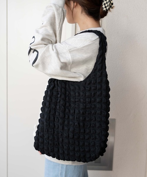 WEGO（ウィゴー）の「WEGO/【一部店限定】ポップコーントートバッグ（トートバッグ・レディース・サックスブルー/ピンク/ブラック/オフホワイト・FREE）」の8枚目の写真