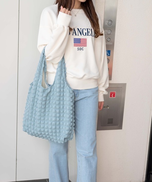 WEGO（ウィゴー）の「WEGO/【一部店限定】ポップコーントートバッグ（トートバッグ・レディース・サックスブルー/ピンク/ブラック/オフホワイト・FREE）」の11枚目の写真