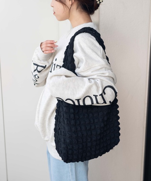 WEGO（ウィゴー）の「WEGO/【一部店限定】ポップコーントートバッグ（トートバッグ・レディース・サックスブルー/ピンク/ブラック/オフホワイト・FREE）」の9枚目の写真