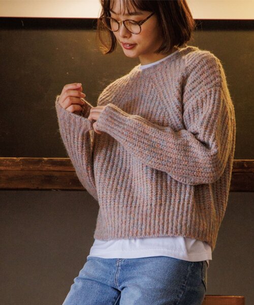 THE SHOP TK （ザ ショップ ティーケー ）の「◆【ふわふわニット/洗える】メランジクルーネックニット（ニット/セーター・レディース・オレンジ系その他5/ブルー系8/アイボリー系3/チャコール・13/12）」の5枚目の写真