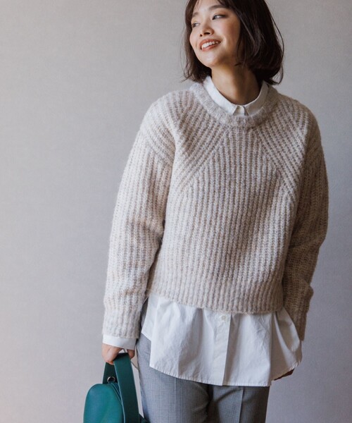 THE SHOP TK （ザ ショップ ティーケー ）の「◆【ふわふわニット/洗える】メランジクルーネックニット（ニット/セーター・レディース・オレンジ系その他5/ブルー系8/アイボリー系3/チャコール・13/12）」の10枚目の写真