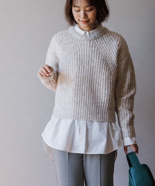 THE SHOP TK （ザ ショップ ティーケー ）の「◆【ふわふわニット/洗える】メランジクルーネックニット（ニット/セーター・レディース・オレンジ系その他5/ブルー系8/アイボリー系3/チャコール・13/12）」の11枚目の写真
