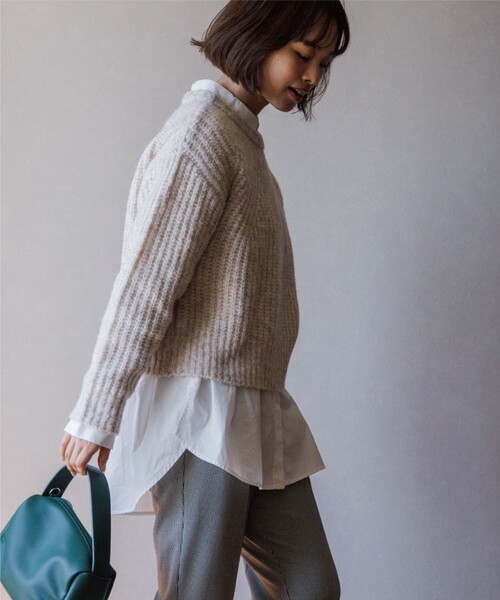 THE SHOP TK （ザ ショップ ティーケー ）の「◆【ふわふわニット/洗える】メランジクルーネックニット（ニット/セーター・レディース・オレンジ系その他5/ブルー系8/アイボリー系3/チャコール・13/12）」の12枚目の写真