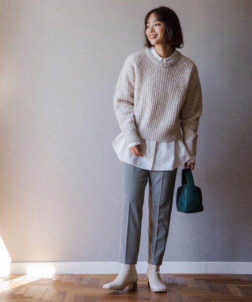 THE SHOP TK （ザ ショップ ティーケー ）の「◆【ふわふわニット/洗える】メランジクルーネックニット（ニット/セーター・レディース・オレンジ系その他5/ブルー系8/アイボリー系3/チャコール・13/12）」の14枚目の写真