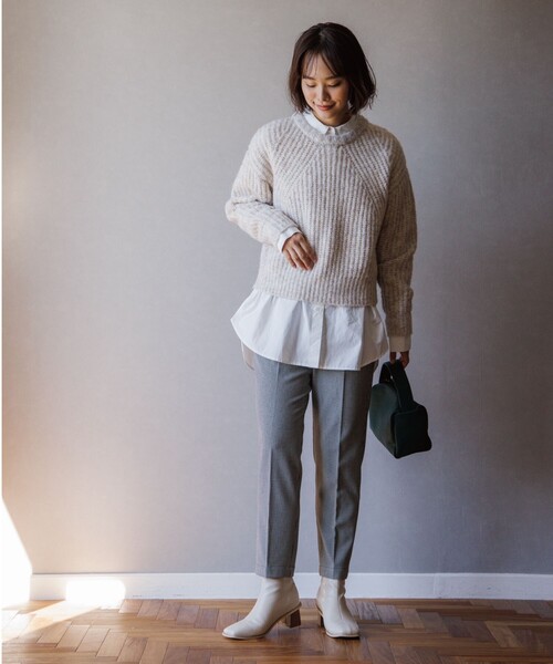 THE SHOP TK （ザ ショップ ティーケー ）の「◆【ふわふわニット/洗える】メランジクルーネックニット（ニット/セーター・レディース・オレンジ系その他5/ブルー系8/アイボリー系3/チャコール・13/12）」の15枚目の写真