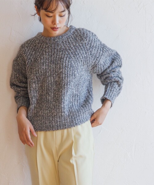 THE SHOP TK （ザ ショップ ティーケー ）の「◆【ふわふわニット/洗える】メランジクルーネックニット（ニット/セーター・レディース・オレンジ系その他5/ブルー系8/アイボリー系3/チャコール・13/12）」の17枚目の写真