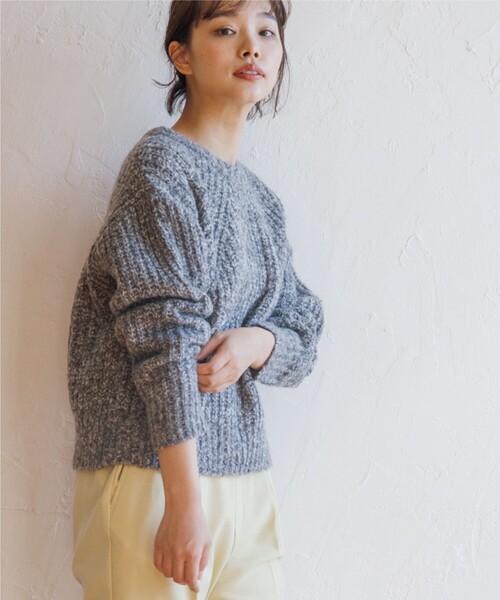 THE SHOP TK （ザ ショップ ティーケー ）の「◆【ふわふわニット/洗える】メランジクルーネックニット（ニット/セーター・レディース・オレンジ系その他5/ブルー系8/アイボリー系3/チャコール・13/12）」の18枚目の写真