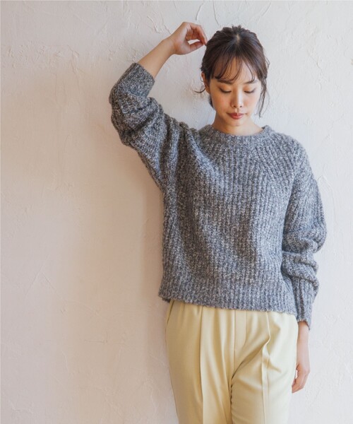 THE SHOP TK （ザ ショップ ティーケー ）の「◆【ふわふわニット/洗える】メランジクルーネックニット（ニット/セーター・レディース・オレンジ系その他5/ブルー系8/アイボリー系3/チャコール・13/12）」の19枚目の写真