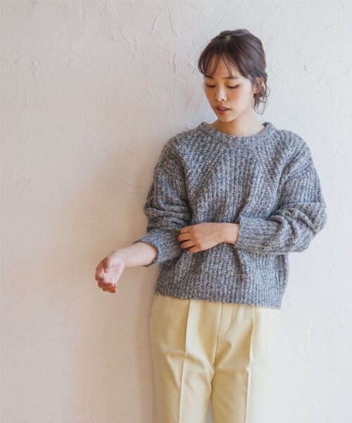 THE SHOP TK （ザ ショップ ティーケー ）の「◆【ふわふわニット/洗える】メランジクルーネックニット（ニット/セーター・レディース・オレンジ系その他5/ブルー系8/アイボリー系3/チャコール・13/12）」の20枚目の写真