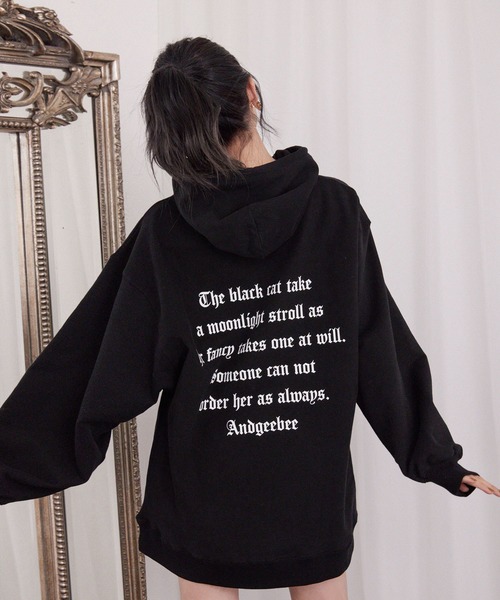 ANDGEEBEE（アンジービー）の「UNISEX キャットプルパーカー（パーカー・レディース・ブラック・X-LARGE）」の5枚目の写真