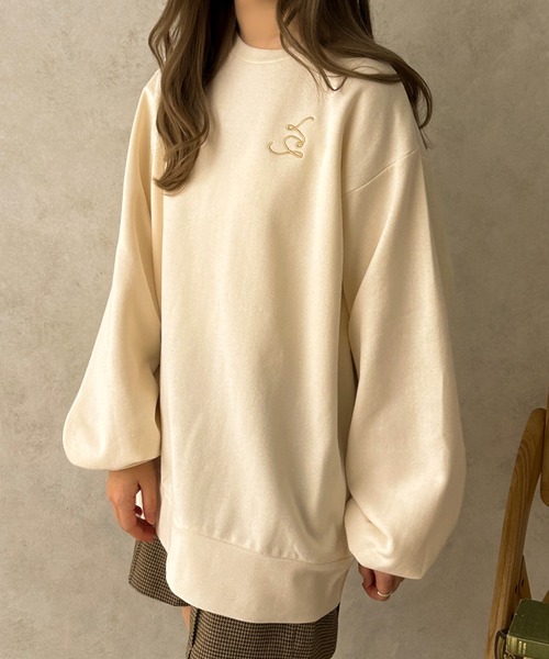 apres jour clair(アプレジュールクレア)の「【apres jour clair】ワンポイント刺繍スウェット【ZOZOTOWN限定アイテム】(スウェット・レディース・アイボリー/ブラウン系その他・X-LARGE/フリー)」の6枚目の写真